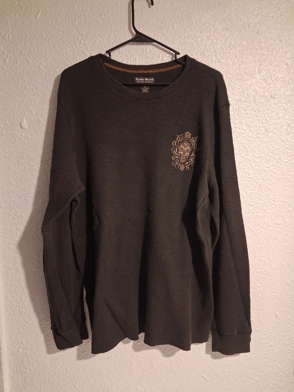 Lucky Brand Men's Brown Thermal Long Sleeve Shirt Waffle Knit XL Long Sleeve DS